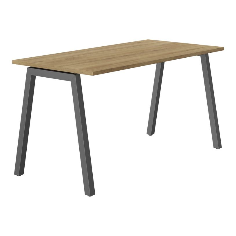 3483601100985-Bureau CONNEXION - 160 cm - Pieds métal - Chêne/anthracite-P_405137432_1-0