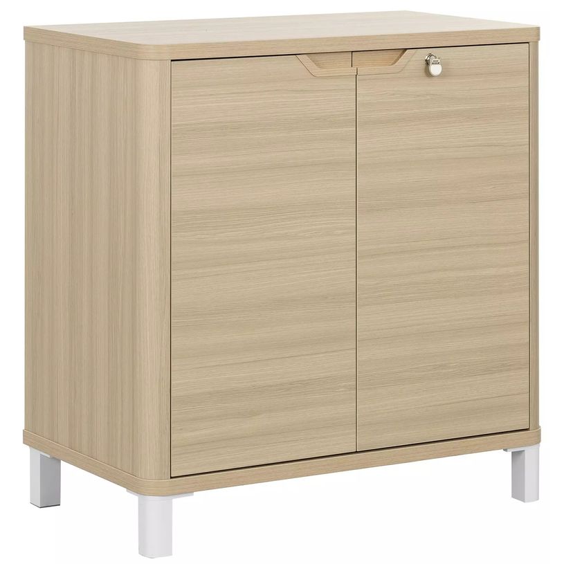 3483600819536-Armoire mi-haute ABSOLU - L81 x H83 x P45 - 2 portes - Chêne structuré-P_405137461_1-0