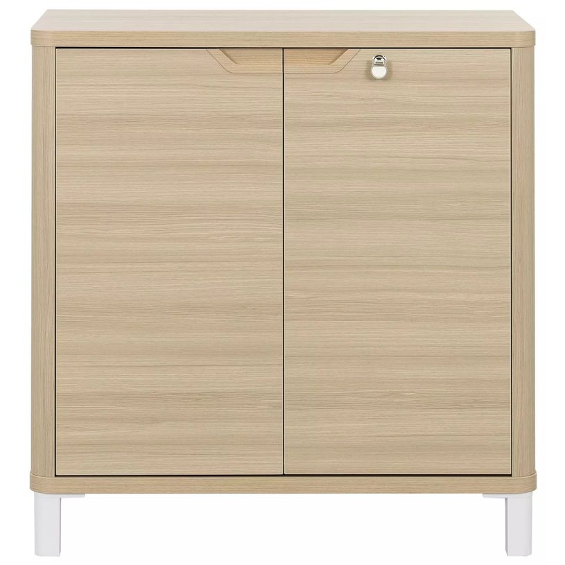 3483600819536-Armoire mi-haute ABSOLU - L81 x H83 x P45 - 2 portes - Chêne structuré-P_405137461_2-1