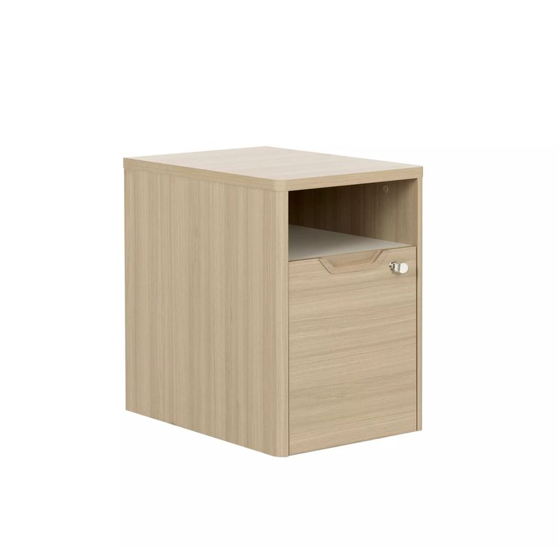 3483600819543-Caisson mobile ABSOLU - Profondeur 60 cm - 1 tiroir/1 niche - Chêne structuré-P_405137462_2-1