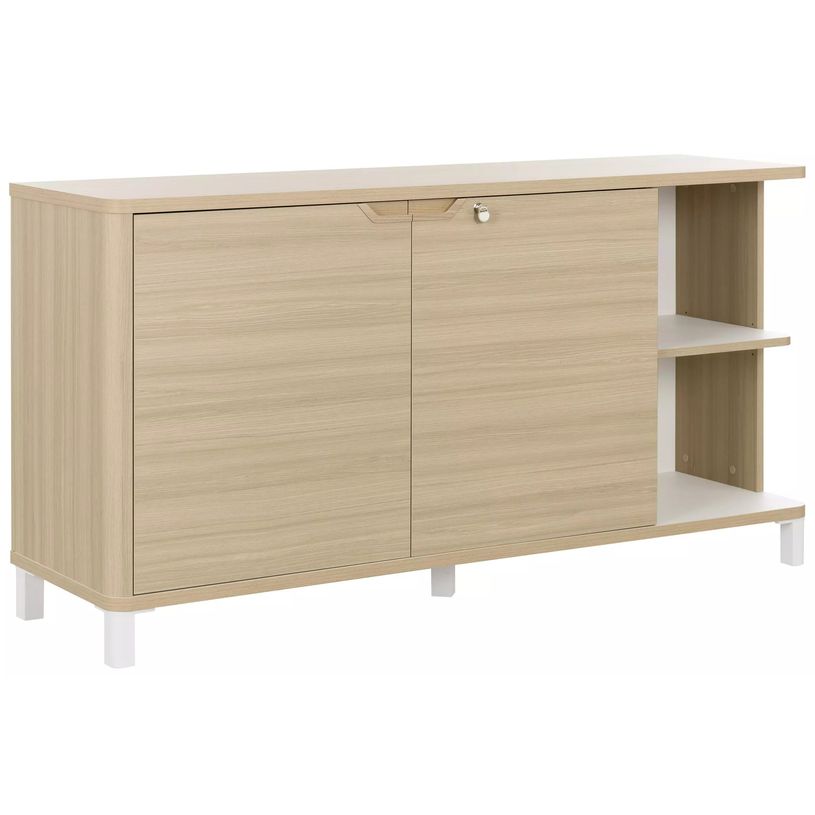 3483600819567-Crédence ABSOLU - L160 x H83 x P45 - 2 portes et 2 niches - Chêne structuré-P_405137464_1-0