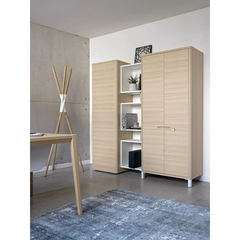 3483600819604-Armoire haute ABSOLU - L81 x H188 x P45 - 2 portes - Chêne structuré-P_405137468_3-2