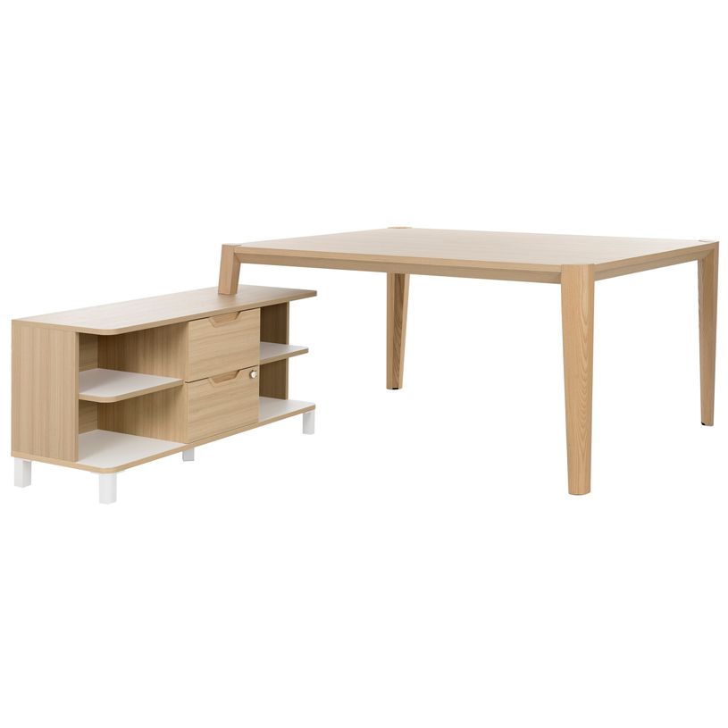 3483600872661-Bureau avec retour ABSOLU - 140 cm - Pieds bois - Chêne structuré-P_405137472_1-0