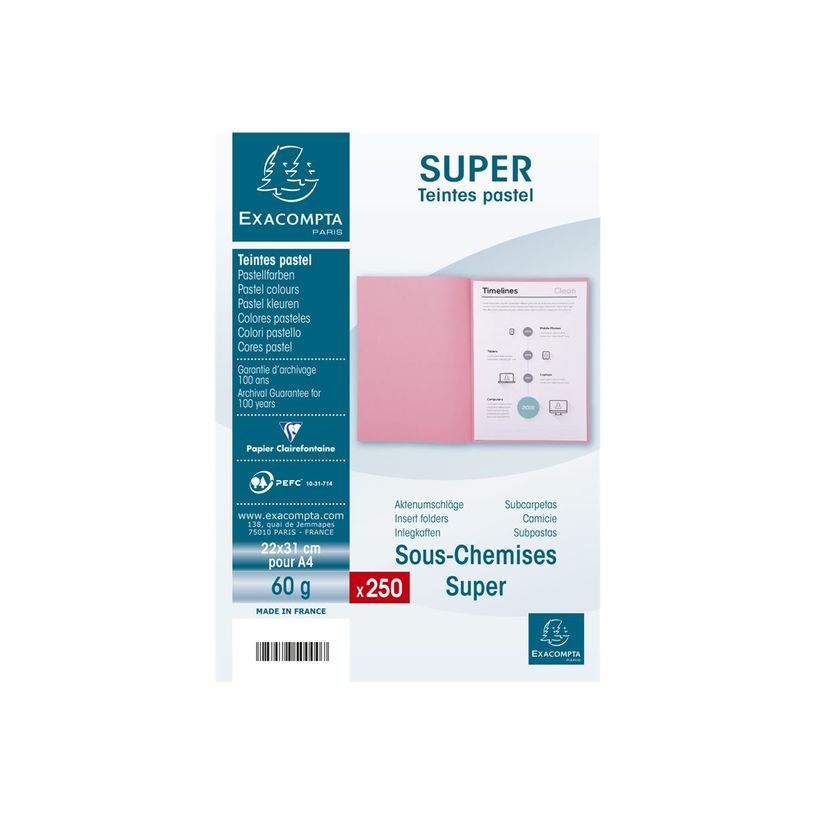 3288588500090-Exacompta Forever Bengali 60 - 250 sous-chemises - A4 - pour 100 feuilles - gris-P_405137521_1-3