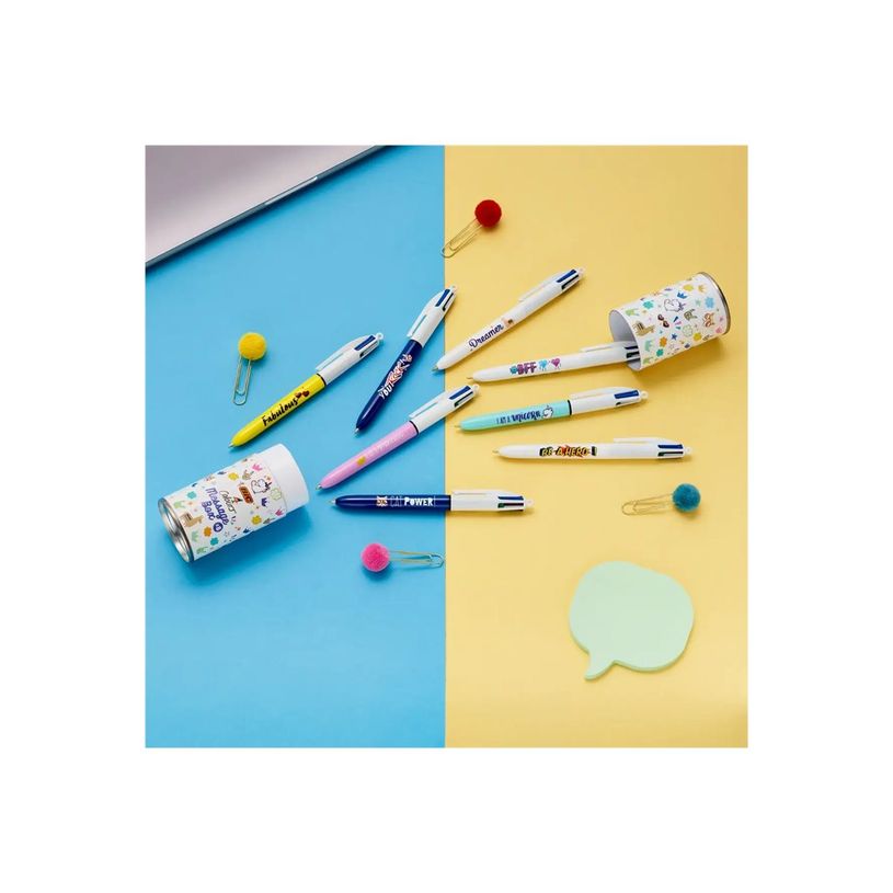 3086123593664-BIC 4 Couleurs Message Box - boîte en métal de 8 stylos-billes-P_405137550_2-1
