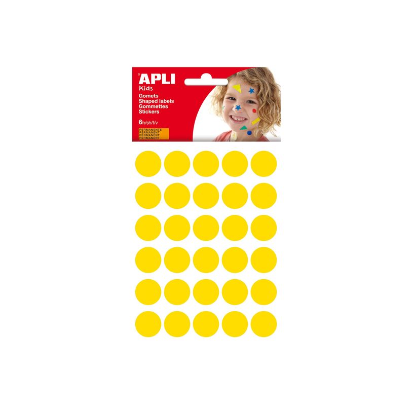 8410782132271-Apli Kids - 180 gommettes rondes - diamètre 20 mm - jaune-P_405138027_1-1