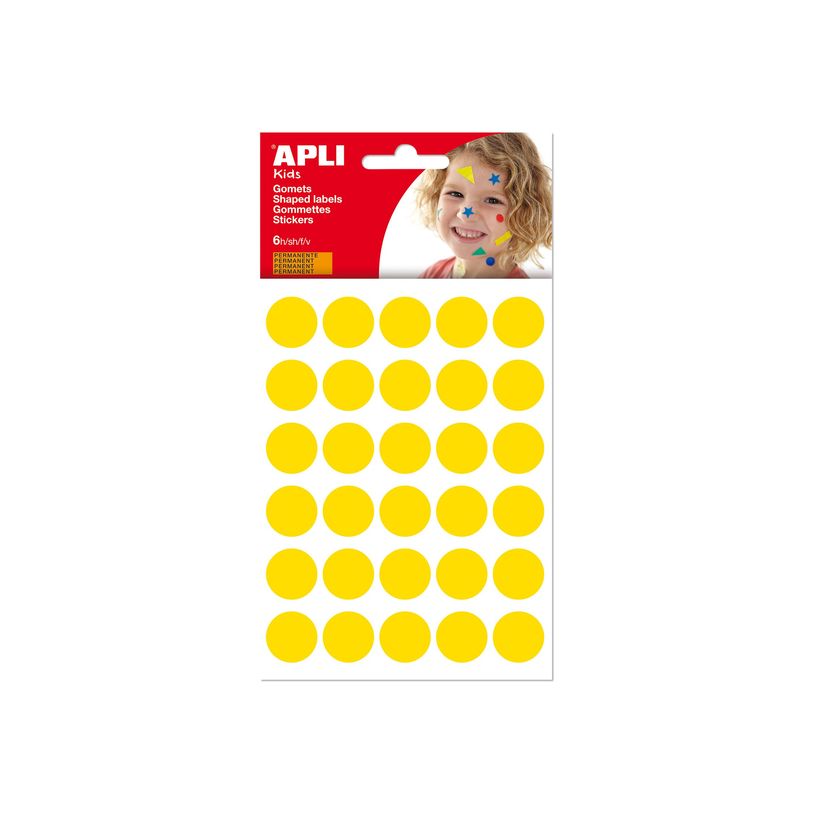 8410782132271-Apli Kids - 180 gommettes rondes - diamètre 20 mm - jaune-P_405138027_2-0