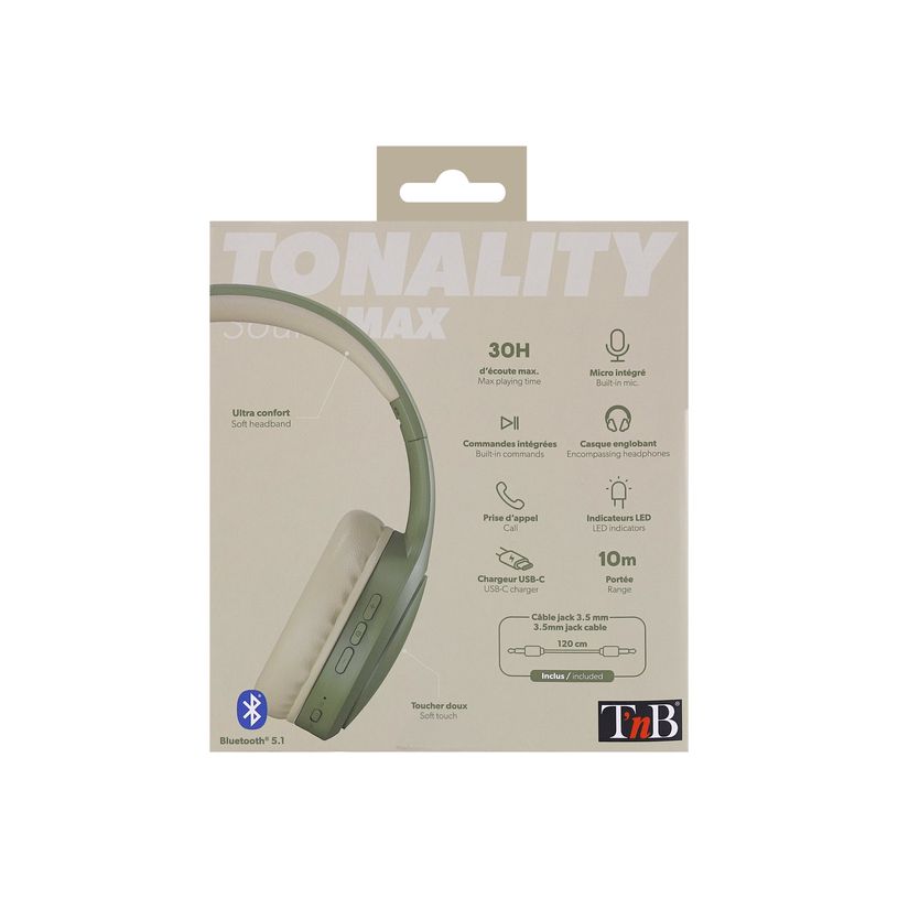 3303170108413-T'nB TONALITY - Casque sans fil avec micro - olive, sable-P_405139220_7-6