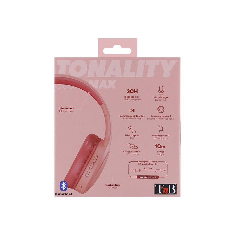 3303170108420-T'nB TONALITY - Casque sans fil avec micro - framboise, terre cuite-P_405139221_12-12