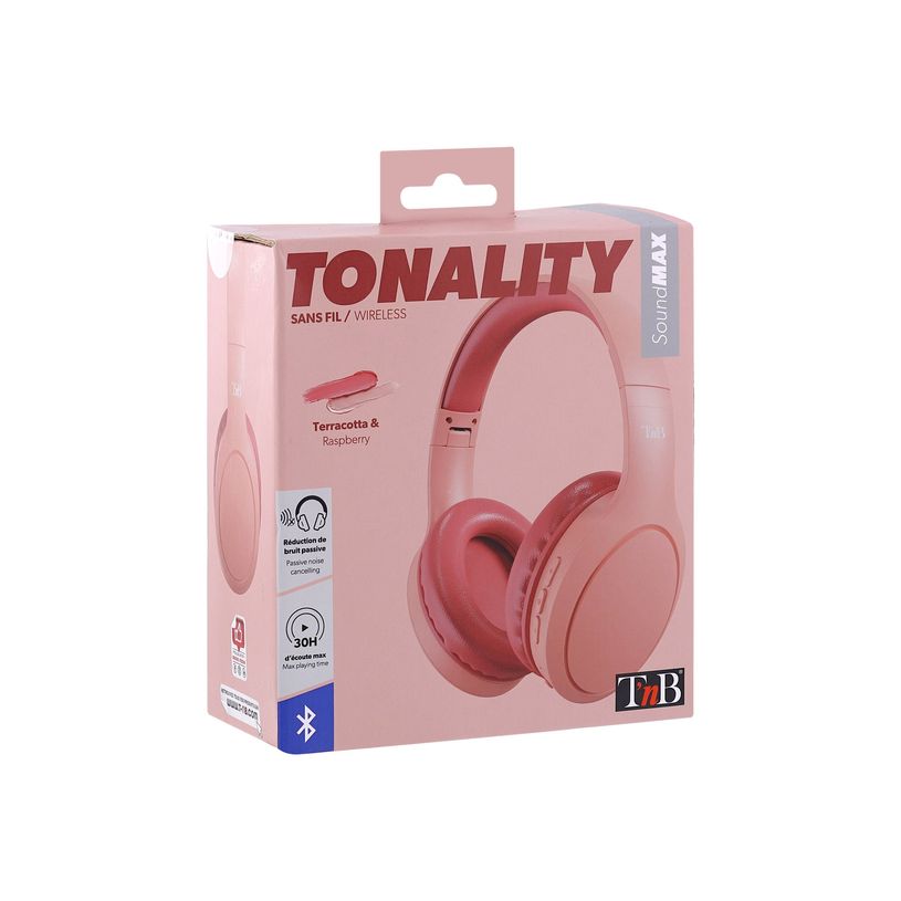 3303170108420-T'nB TONALITY - Casque sans fil avec micro - framboise, terre cuite-P_405139221_14-10