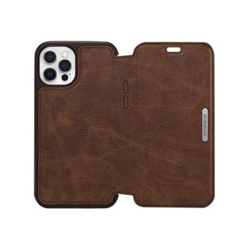0840104215883-OtterBox Strada Series Folio - porte folio en cuir pour iPhone 12, 12 Pro - marron-P_405140150_7-6
