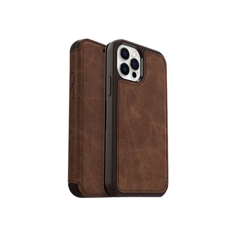 0840104215883-OtterBox Strada Series Folio - porte folio en cuir pour iPhone 12, 12 Pro - marron-P_405140150_8-7