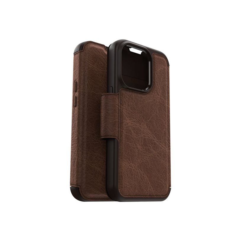 0840262381772-OtterBox Strada Series - porte folio en cuir avec MagSafe pour iPhone 14 Pro - marron-P_405140220_1-0