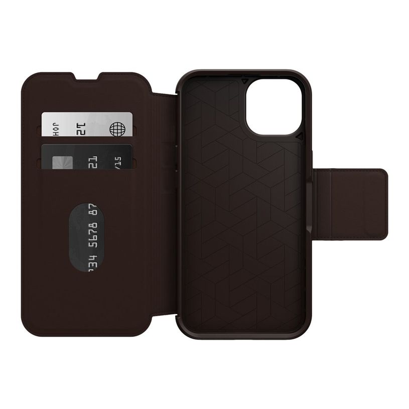 0840262395908-OtterBox Strada Series - porte folio en cuir avec MagSafe pour iPhone 14 - marron-P_405140418_1-0