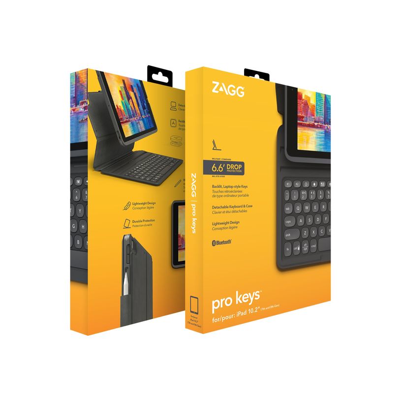 0840056136175-ZAGG Pro Keys - Porte folio avec clavier pour iPad (7e gen, 8e gen) - noir/gris-P_405140626_4-7