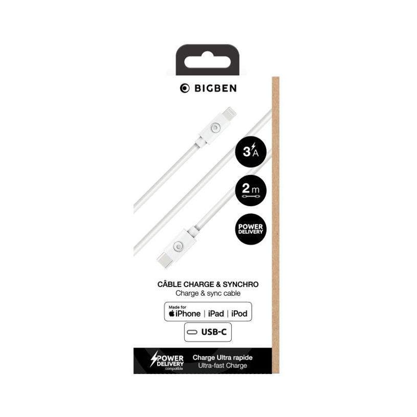 3571211492344-Bigben - Câble USB C/Lightning - 2m - 3A - Blanc --1