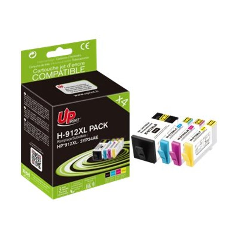 3584770623869-Cartouche compatible HP 912XL - pack de 4 - noir, cyan, magenta, jaune - Uprint-P_405141282_1-0