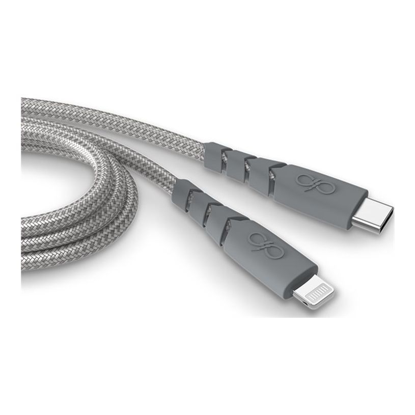 3571211490067-Force Power - Câble Ultra-renforcé - USB-C -  Lightning  - 1.2 m - 3A - Gris - Garanti 