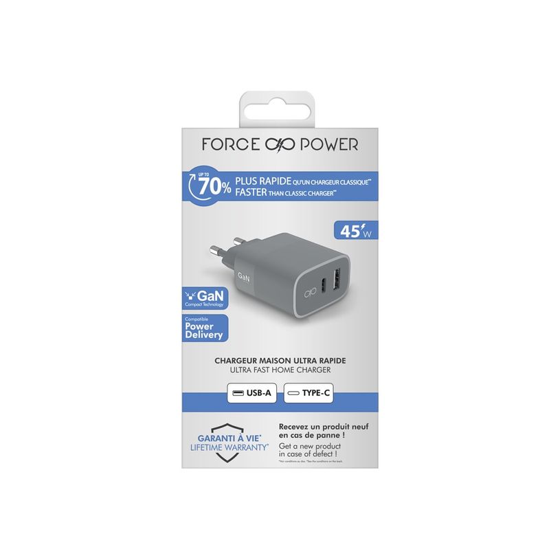 3571211490272-Force Power - Double Chargeur secteur pour smartphone - 45W (30+12W) - Power Delivery - Ga-P_405141703_1-1