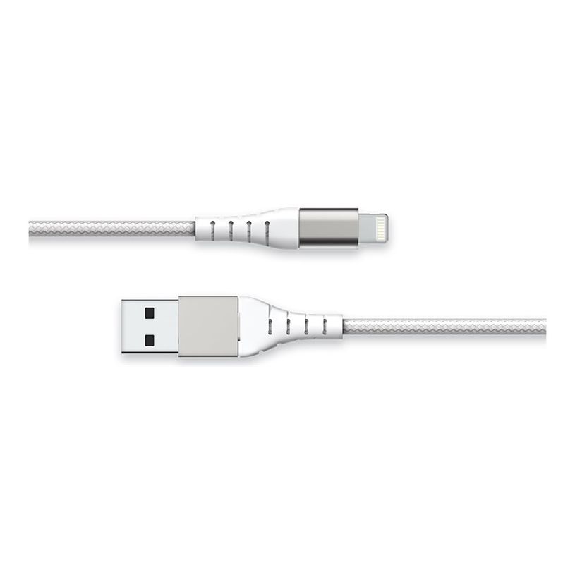 3571211494157-Force Power - Câble renforcé - USB A/ Lightning - 1.2 m - 2.4A - Blanc - Garanti à vie-P_405141709_2-0