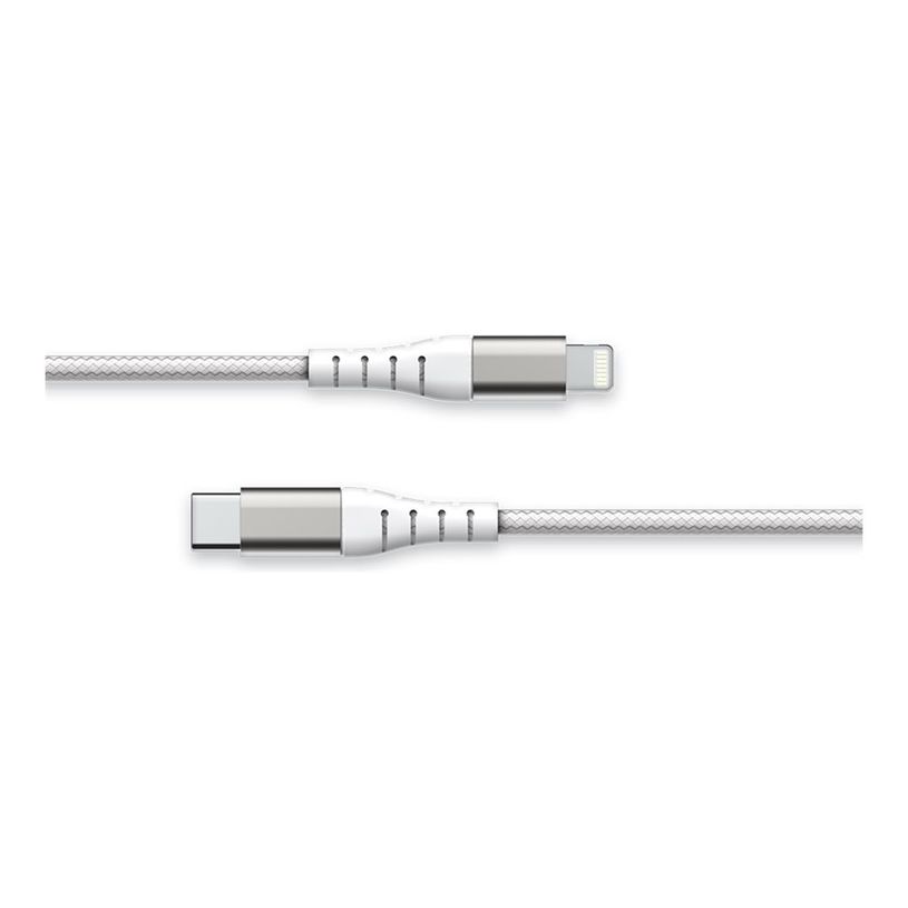 3571211493693-Force Power Lite -  Câble renforcé - USB-C - Lightning - 1.2 m - 3A - Blanc - Garanti à-P_405141713_2-0