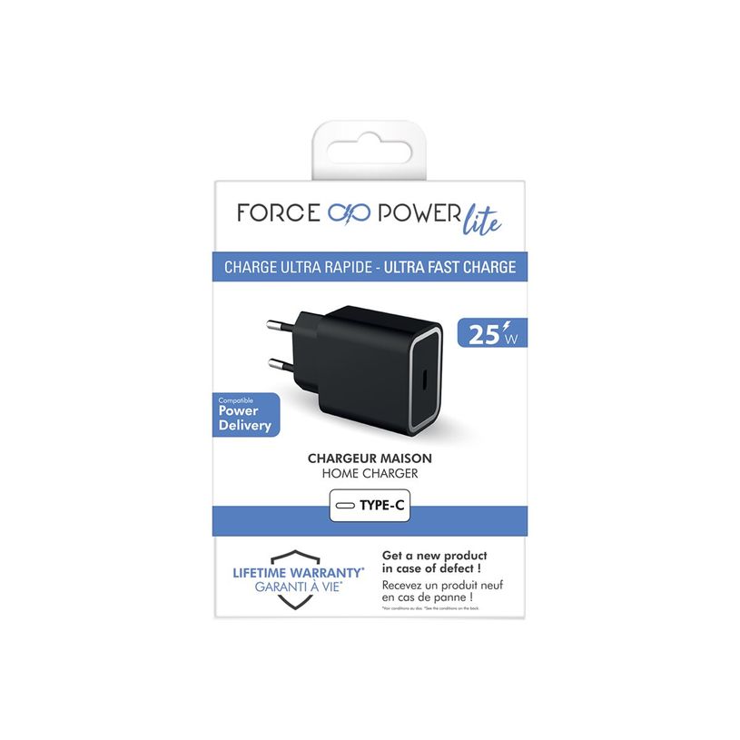 3571211496144-Force Power Lite - chargeur secteur pour smartphone - 25W - Power Delivery - Noir - Garant-P_405141714_1-1
