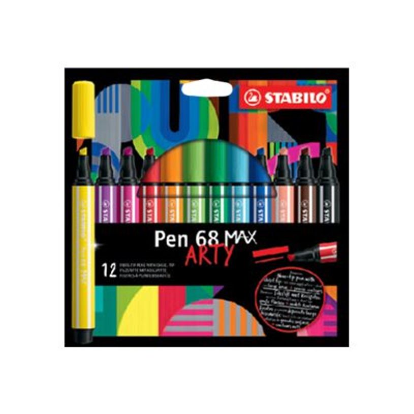 4006381590013-STABILO Pen 68 Max Arty - 12 Feutres pointe large biseautée - couleurs assorties-P_405141777_1-0
