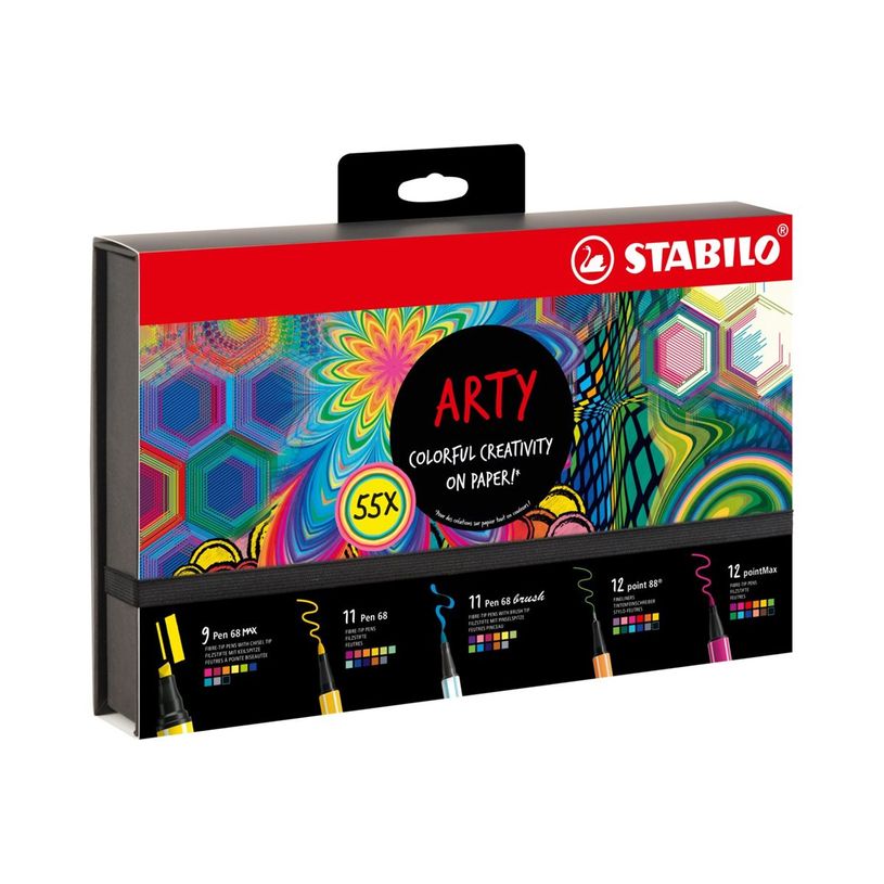 4006381590488-STABILO ARTY Creative Set - Set de stylos et de fineliner à pointe en fibre - 55 pièces-P_405141784_3-0