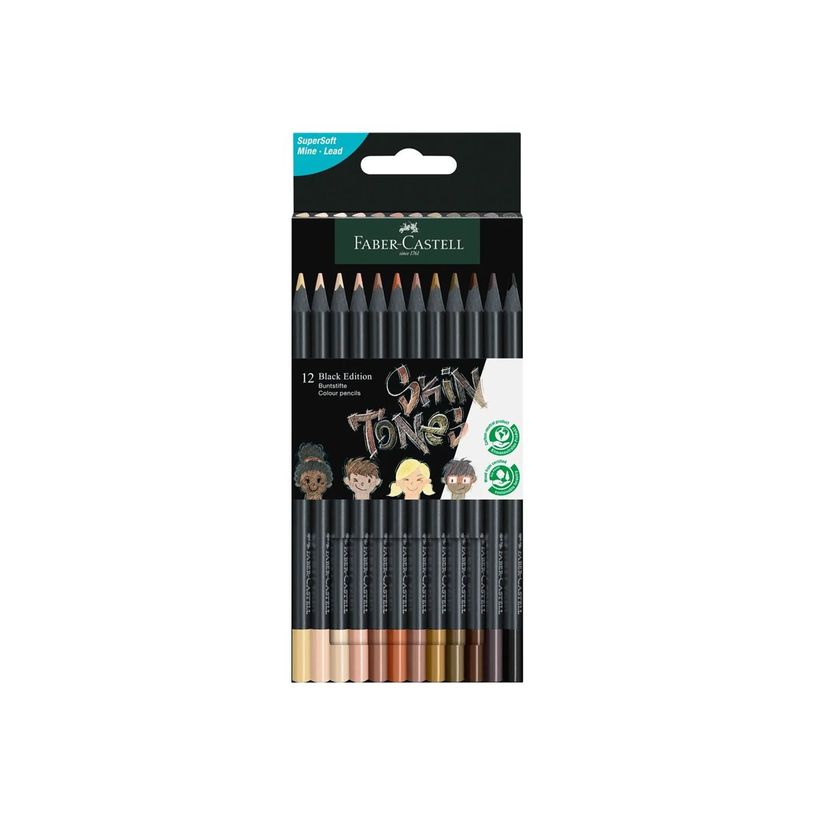 4005401164142-Faber-Castell Black Edition - Pack de 12 crayons de couleur - couleurs de tons de peau ass-P_405142435_3-0