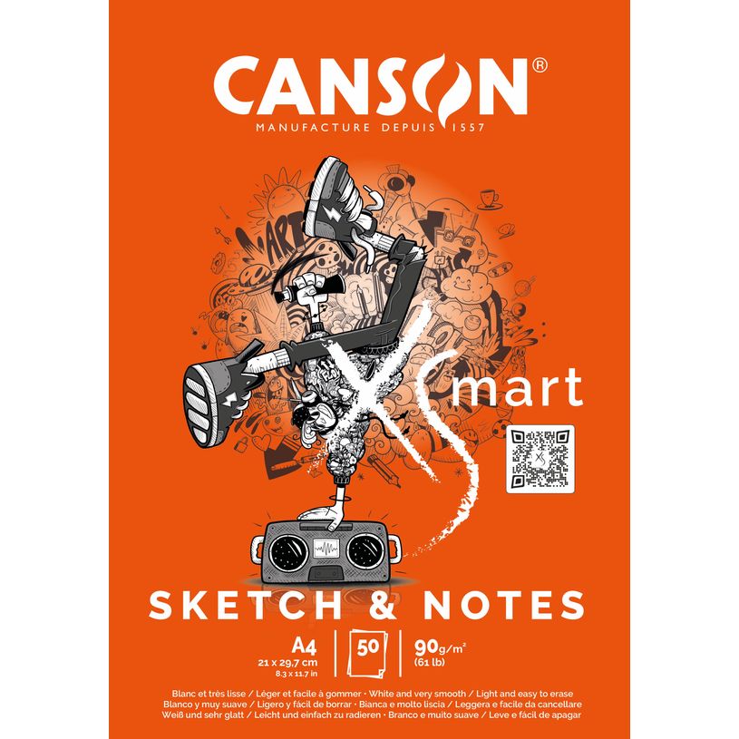 3148950077714-Canson Xsmart - Bloc dessin sketch et notes - 100 pages - A4 - 90 gr-P_405142440_1-0
