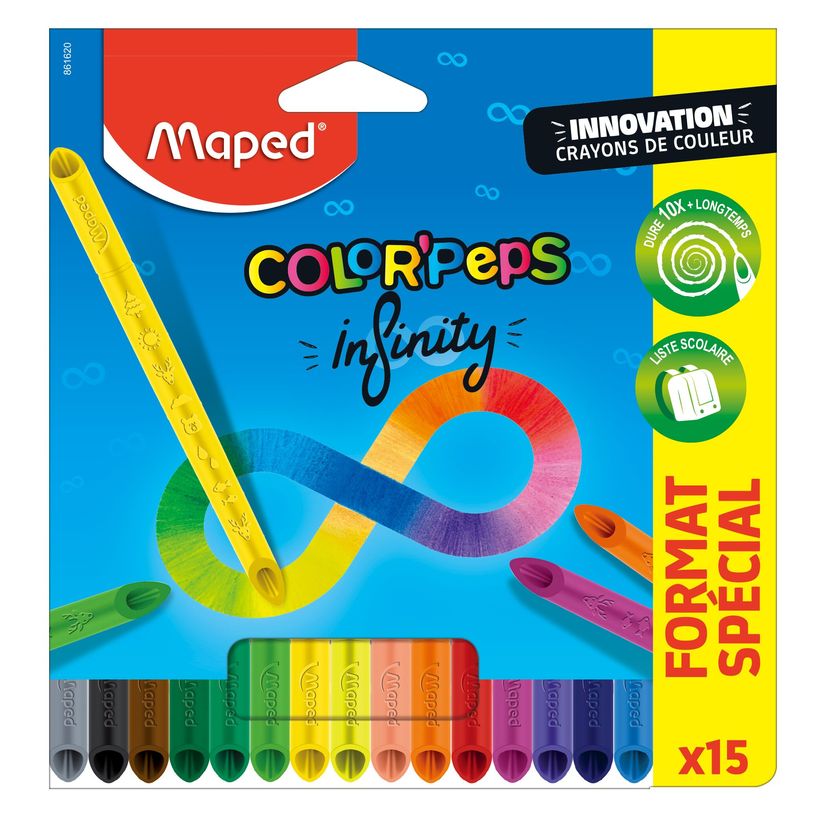 3154148616207-Maped Color'Peps - 15 Crayons de couleur Infinity - pochette carton-P_405142524_2-0