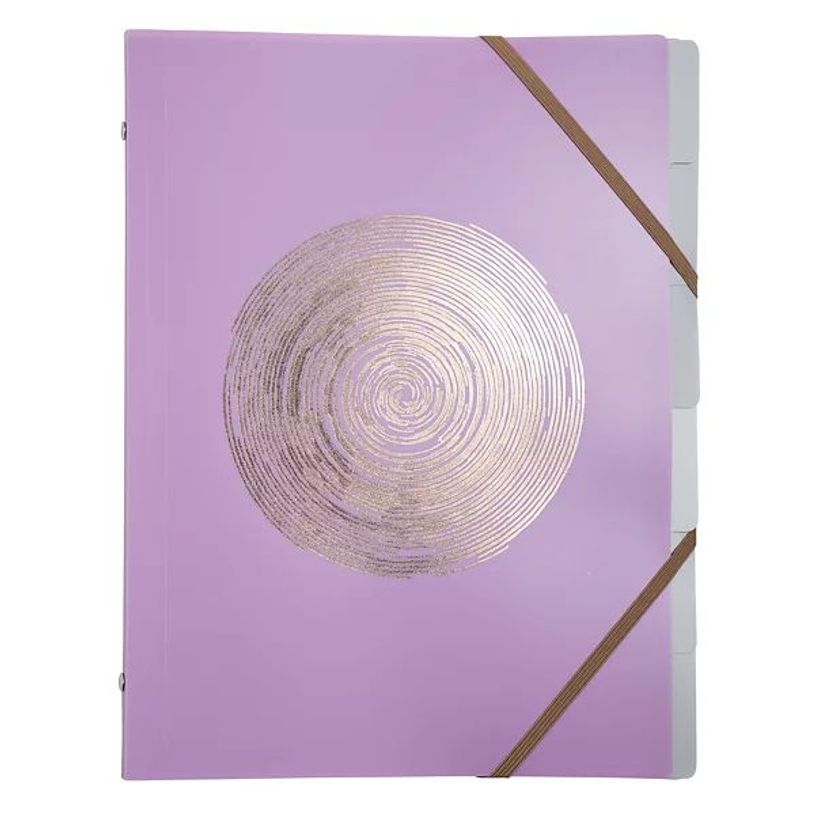 3130630568902-Exacompta Ellipse - Trieurs 6 compartiments à 3 rabats - A4 - Pour 180 feuilles - Timbre en or rose - gris, vert cé--3