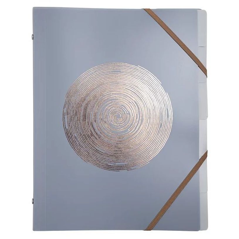 3130630568902-Exacompta Ellipse - Trieurs 6 compartiments à 3 rabats - A4 - Pour 180 feuilles - Timbre en or rose - gris, vert cé--4