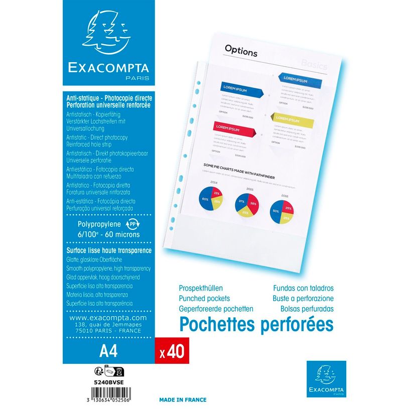 3130634052506-Exacompta - 40 Pochettes plastique perforées - A4 - lisses - 6/100-P_405143750_1-0