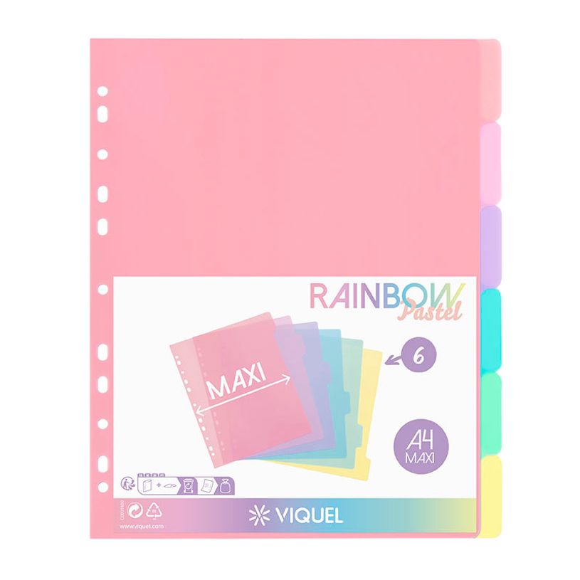 3135251531151-Viquel Rainbow Pastel - Intercalaire 6 positions - A4 Maxi-P_405143873_2-1