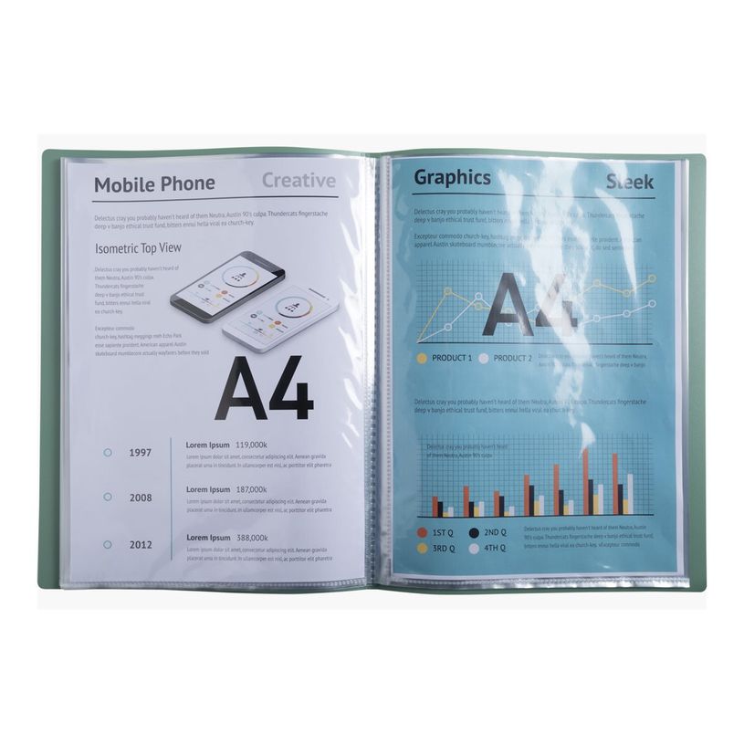 3130630857907-Exacompta Ellipse - Porte vues - 60 vues - A4 - timbre en or rose - gris, vert céladon, v-P_405143896_4-8