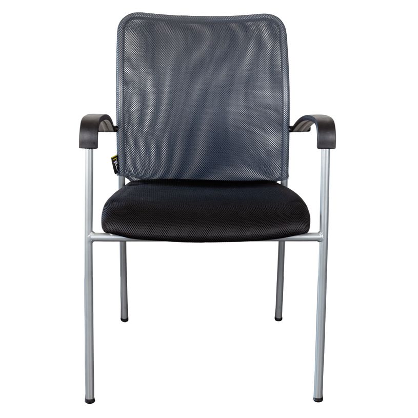 0404051443432-Lot de 4 chaises JULIA - avec accoudoirs - assise noire et dossier gris-P_405144343_1-0