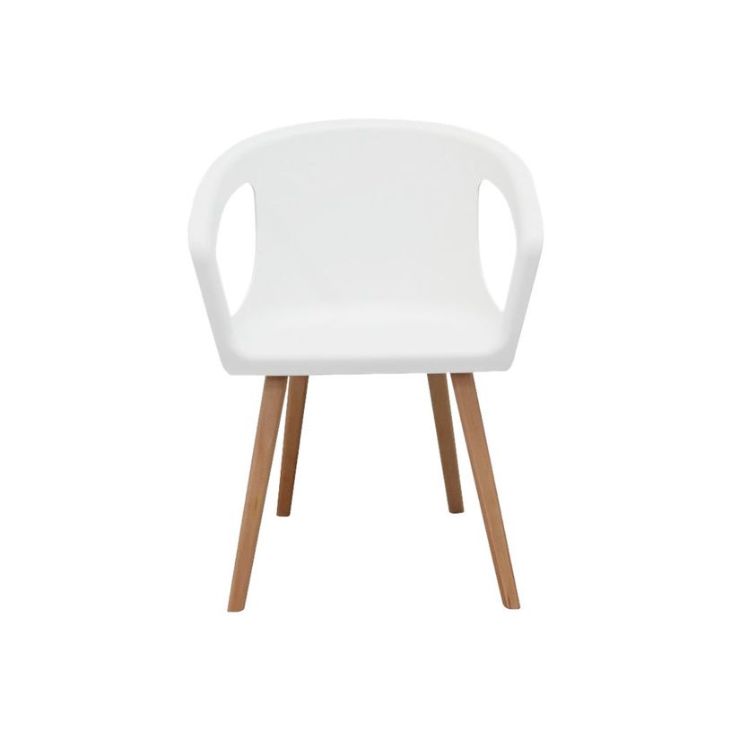 0404051443500-Lot de 4 chaises ONENNA - pieds bois - accoudoirs intégrés - coque blanche-P_405144350_1-0