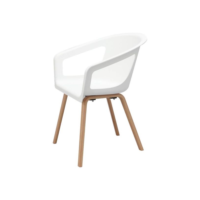 0404051443500-Lot de 4 chaises ONENNA - pieds bois - accoudoirs intégrés - coque blanche-P_405144350_2-1