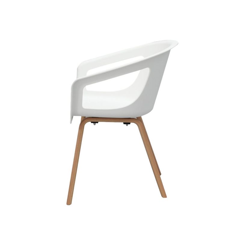 0404051443500-Lot de 4 chaises ONENNA - pieds bois - accoudoirs intégrés - coque blanche-P_405144350_3-2