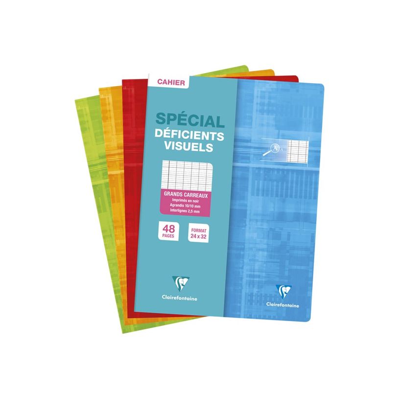 3329680631968-Clairefontaine Metric - Cahier pour déficients visuels - 24 x 32 cm - 48 pages - Grands carreaux noirs agrandis - Dis-P_405145532_1-0
