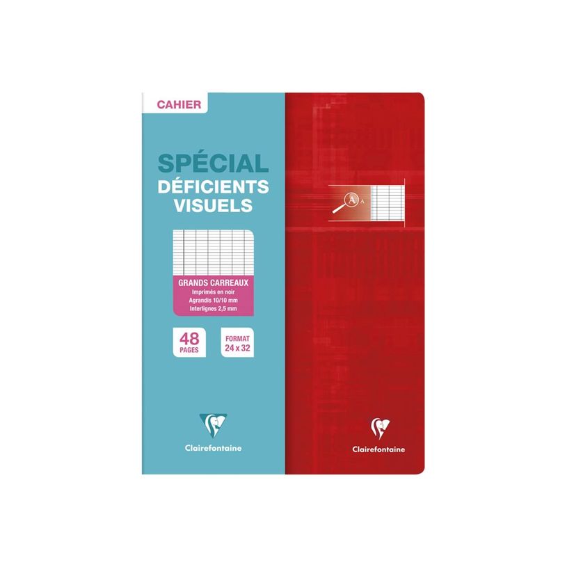 3329680631968-Clairefontaine Metric - Cahier pour déficients visuels - 24 x 32 cm - 48 pages - Grands carreaux noirs agrandis - Dis-P_405145532_3-2
