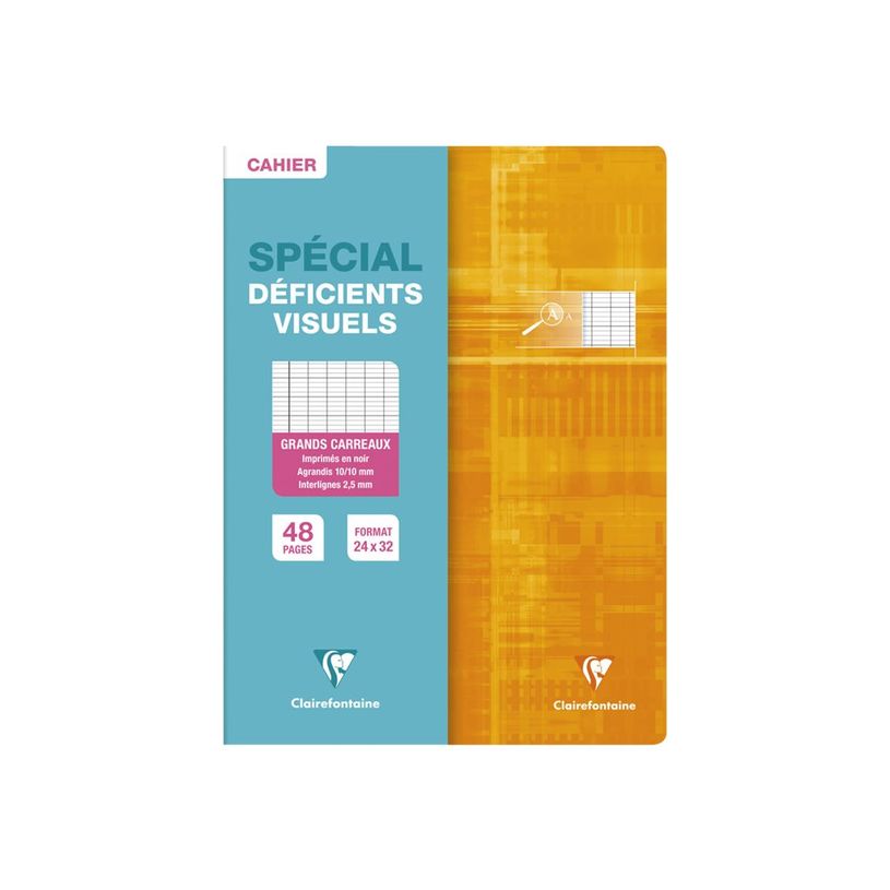 3329680631968-Clairefontaine Metric - Cahier pour déficients visuels - 24 x 32 cm - 48 pages - Grands carreaux noirs agrandis - Dis-P_405145532_4-3