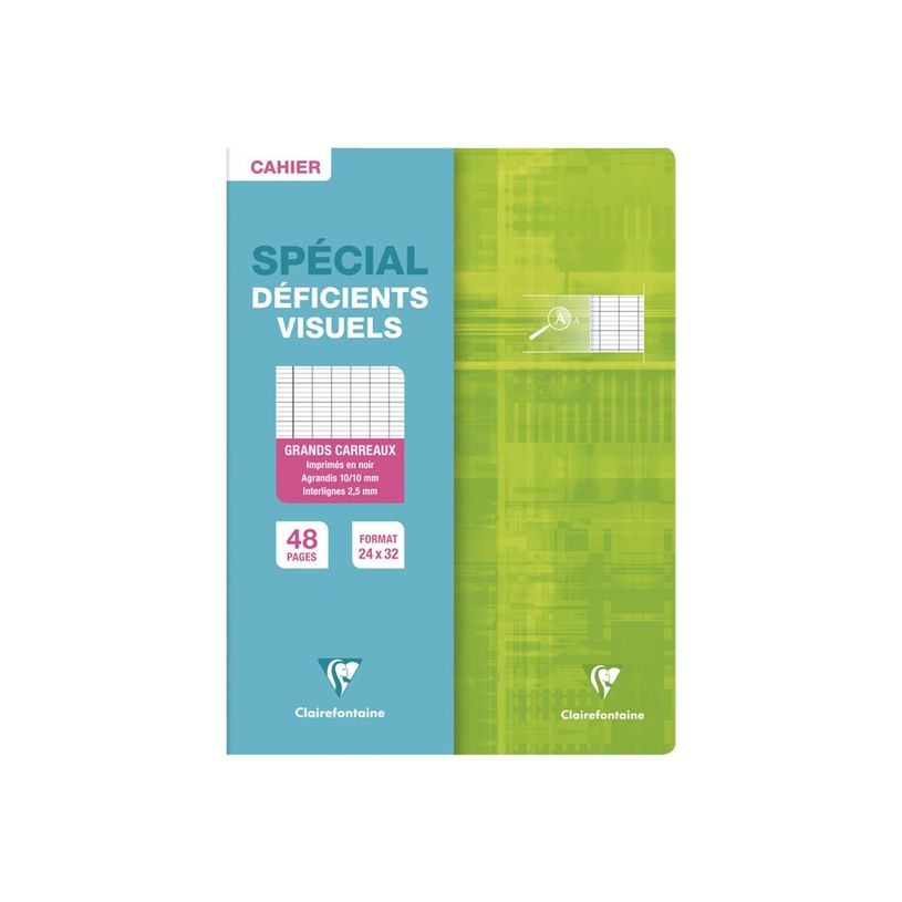 3329680631968-Clairefontaine Metric - Cahier pour déficients visuels - 24 x 32 cm - 48 pages - Grands carreaux noirs agrandis - Dis-P_405145532_5-4