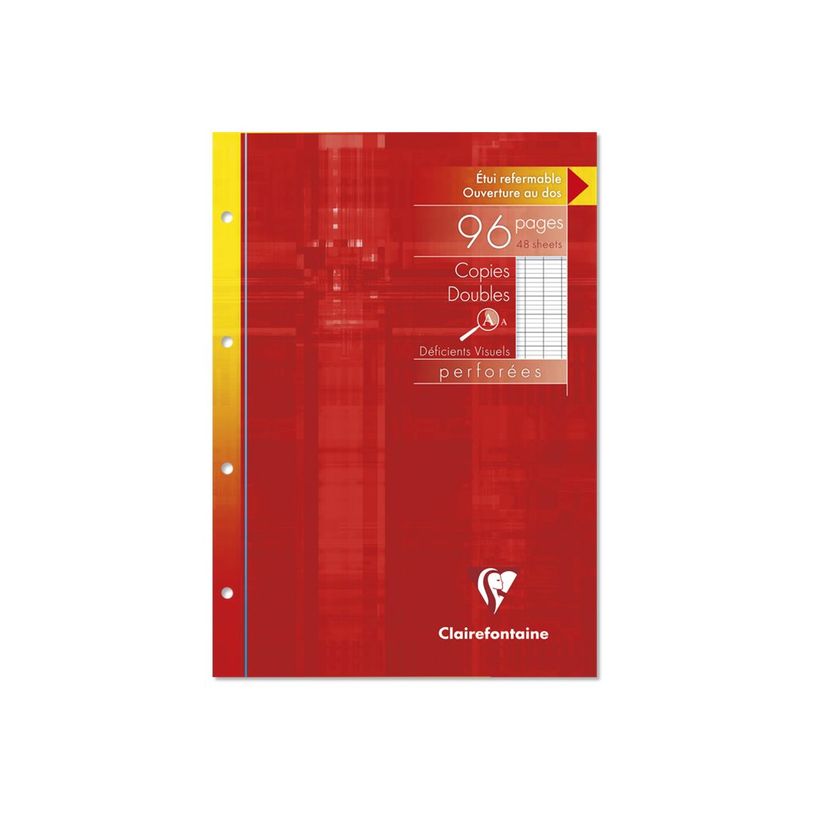 3329680047295-Clairefontaine - copies doubles pour déficients visuels - 96 pages - A4 - grands carreaux-P_405145534_2-0