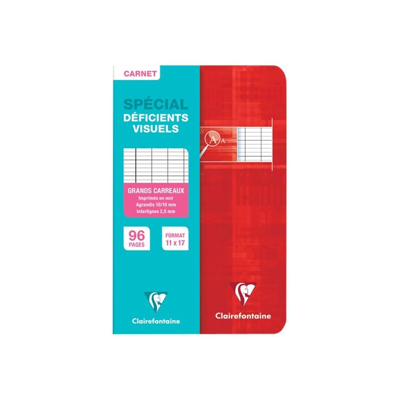 3329680036961-Clairefontaine Metric - Cahier pour déficients visuels - 11 x 17 cm - 96 pages - Grands carreaux noirs agrandis - Dis-P_405145536_4-3