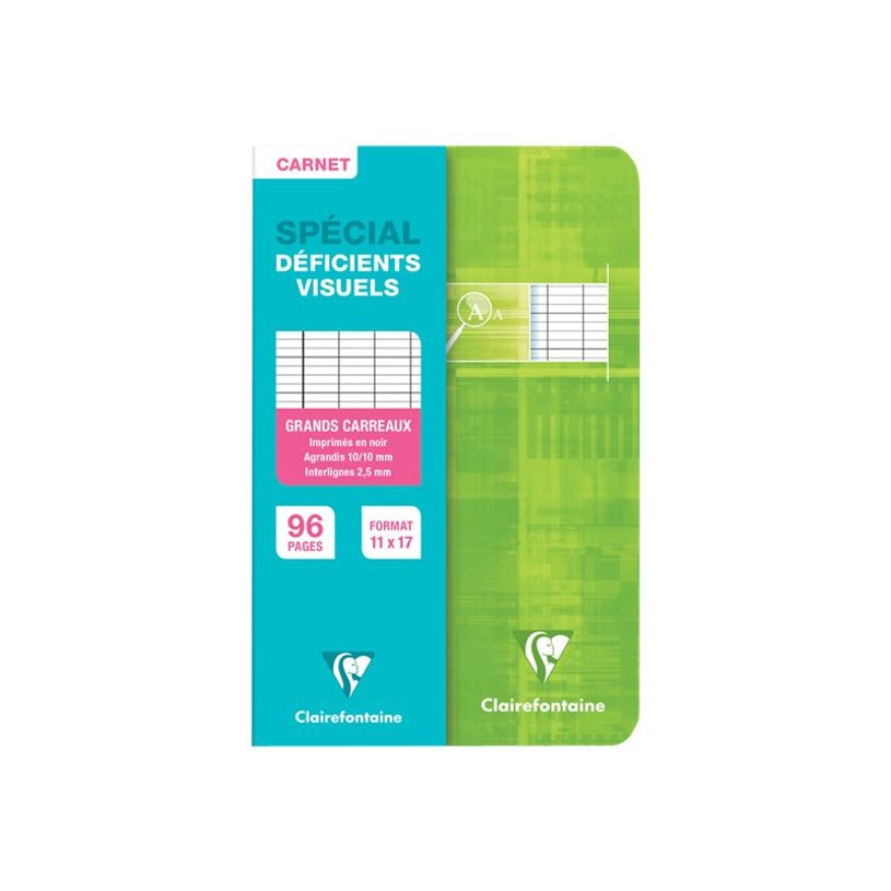 3329680036961-Clairefontaine Metric - Cahier pour déficients visuels - 11 x 17 cm - 96 pages - Grands carreaux noirs agrandis - Dis-P_405145536_5-4