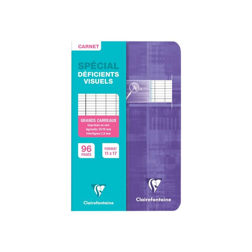 3329680036961-Clairefontaine Metric - Cahier pour déficients visuels - 11 x 17 cm - 96 pages - Grands carreaux noirs agrandis - Dis-P_405145536_6-5