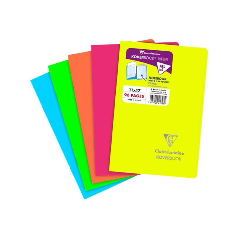 3037929417234-Clairefontaine Koverbook Neon - Carnet polypro 11 x 17 cm - 96 pages - Ligné - Disponible-P_405145742_2-0