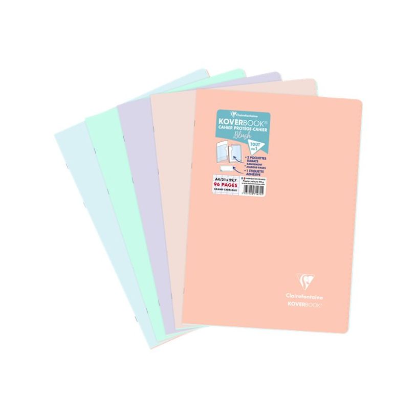 3037929714715-Clairefontaine Koverbook Blush - Cahier polypro A4 (21x29,7 cm) - 96 pages - grands carreaux (Seyes) - disponi-P_405145746_1-0